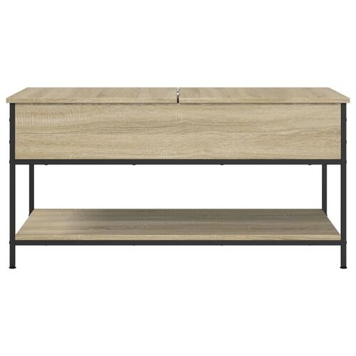 Sofabord 100x50x50 cm konstrueret træ og metal sonoma-eg