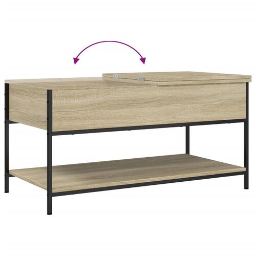 Sofabord 100x50x50 cm konstrueret træ og metal sonoma-eg