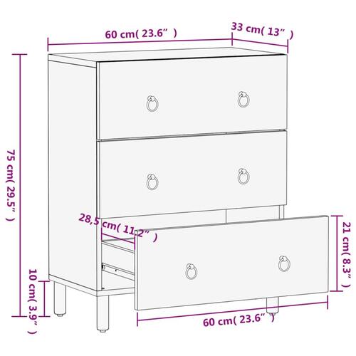 Skab 60x33x75 cm massivt mangotræ