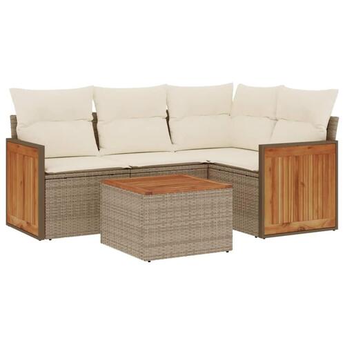Sofasæt til haven 5 dele med hynder polyrattan beige