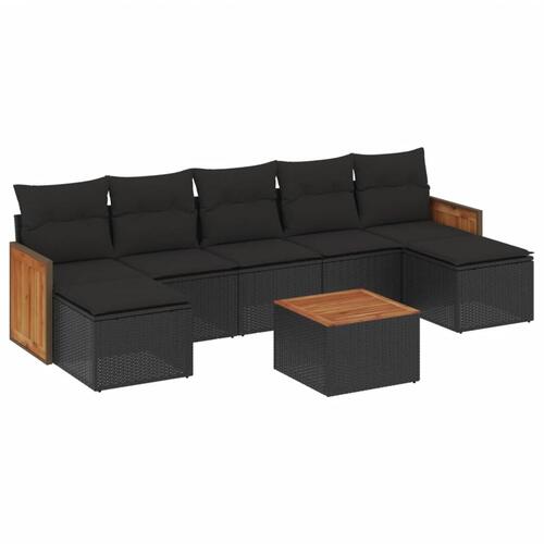 Sofasæt til haven 8 dele med hynder polyrattan sort