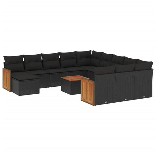 Sofasæt til haven 13 dele med hynder polyrattan sort
