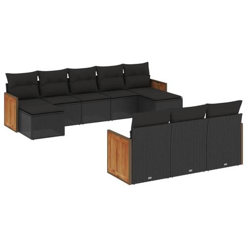 Sofasæt til haven 10 dele med hynder polyrattan sort