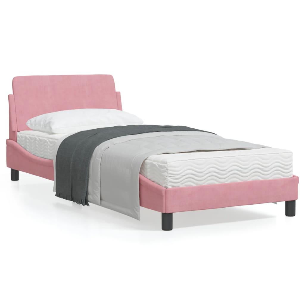 Sengeramme med hovedgærde uden madras Pink 90x200 cm Fløjl