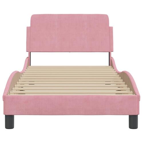 Sengeramme med hovedgærde uden madras Pink 90x200 cm Fløjl