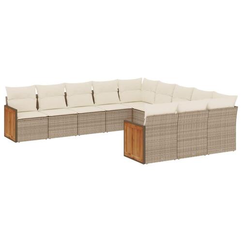 Sofasæt til haven 11 dele med hynder polyrattan beige