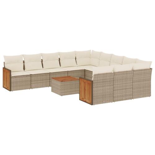 Sofasæt til haven 12 dele med hynder polyrattan beige