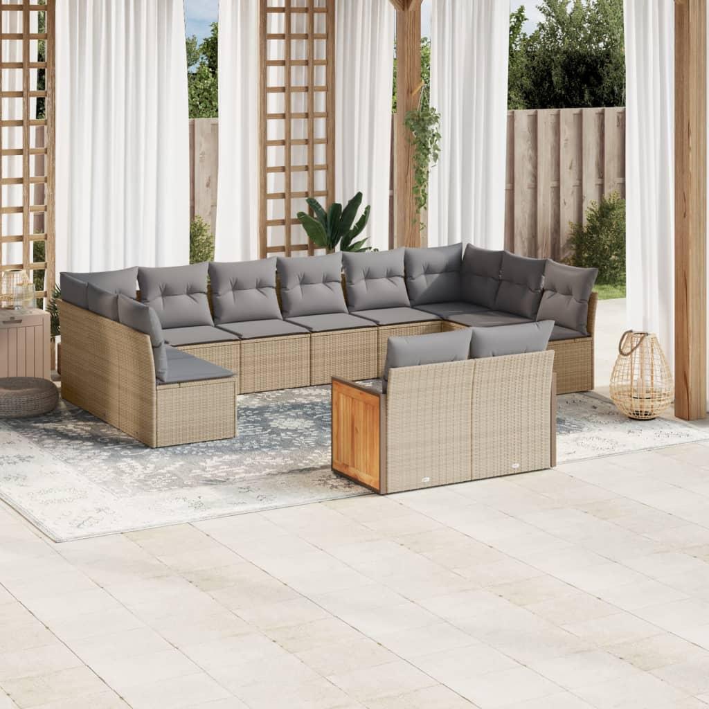 Sofasæt til haven 12 dele med hynder polyrattan beige