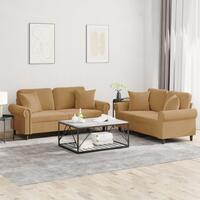 2 personers sofa med puder velour brun