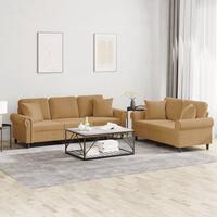 2 personers sofa med puder velour brun