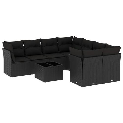 Sofasæt til haven 9 dele med hynder polyrattan sort