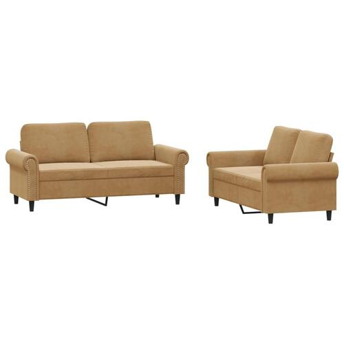 2 personers sofa med hynder velour brun