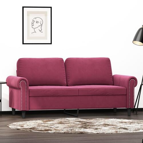 2-personers sofa 140 cm fløjl vinrød