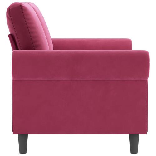 2-personers sofa 140 cm fløjl vinrød
