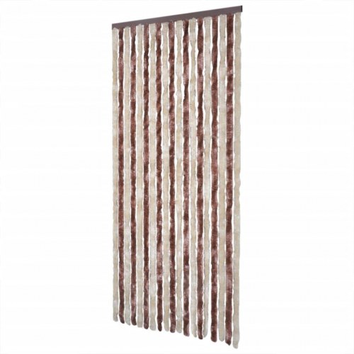 Flueforhæng 100×230 cm i chenille - beige/lysebrun dørgardin