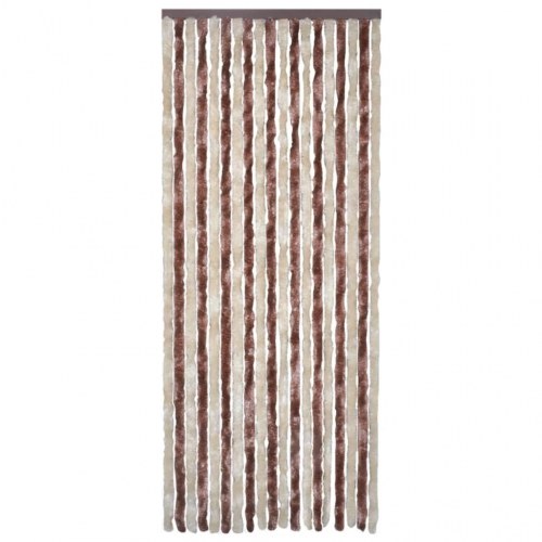Flueforhæng 100×230 cm i chenille - beige/lysebrun dørgardin