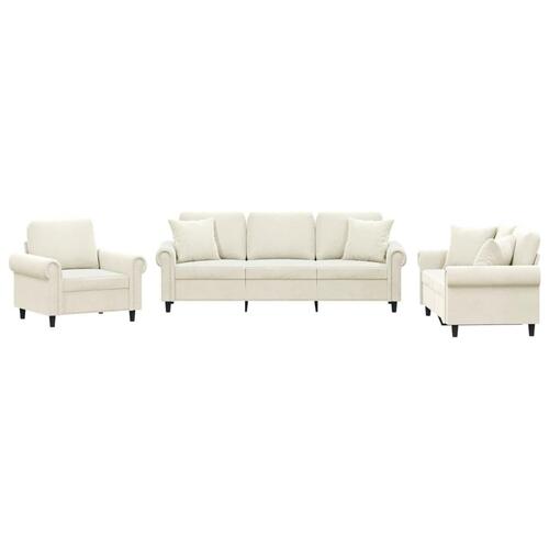 3 personers sofa med puder velour cremefarvet