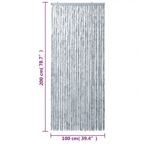 Flueforhæng 100×200 cm i chenille - grå/hvid dørgardin