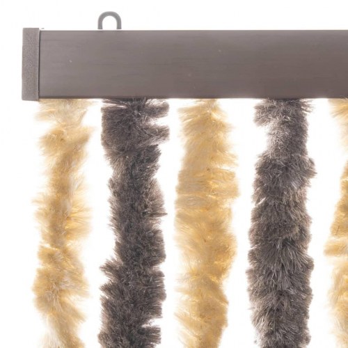 Flueforhæng 90×220 cm i chenille - mørkebrun og beige
