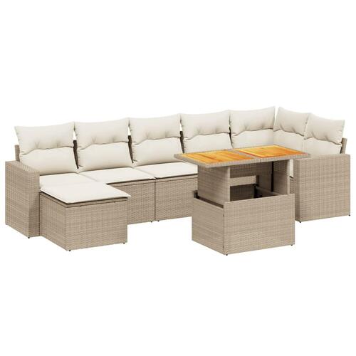 Sofasæt til haven 8 dele med hynder polyrattan beige