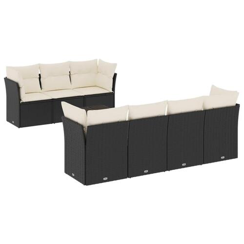 Sofasæt til haven 8 dele med hynder polyrattan sort