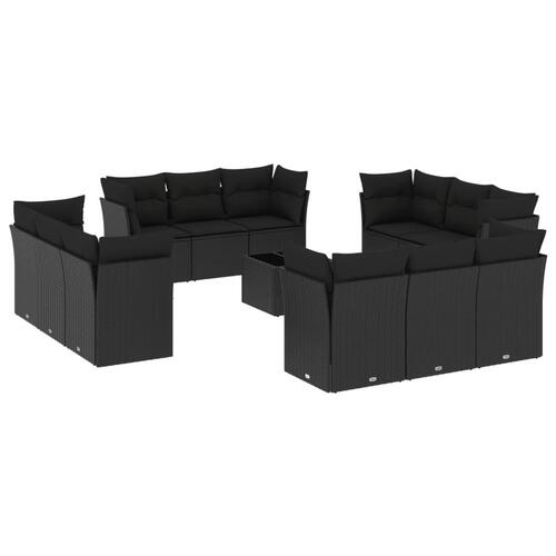 Sofasæt til haven 13 dele med hynder polyrattan sort