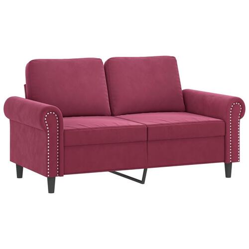 2-personers sofa 120 cm fløjl vinrød