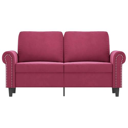 2-personers sofa 120 cm fløjl vinrød
