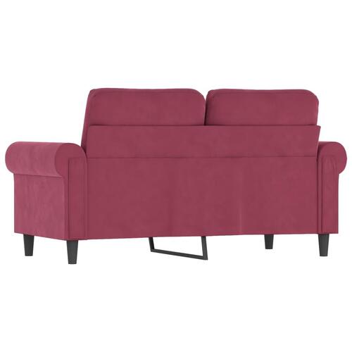 2-personers sofa 120 cm fløjl vinrød