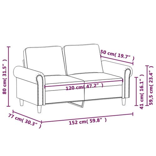 2-personers sofa 120 cm fløjl vinrød