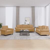3 personers sofa med puder velour brun