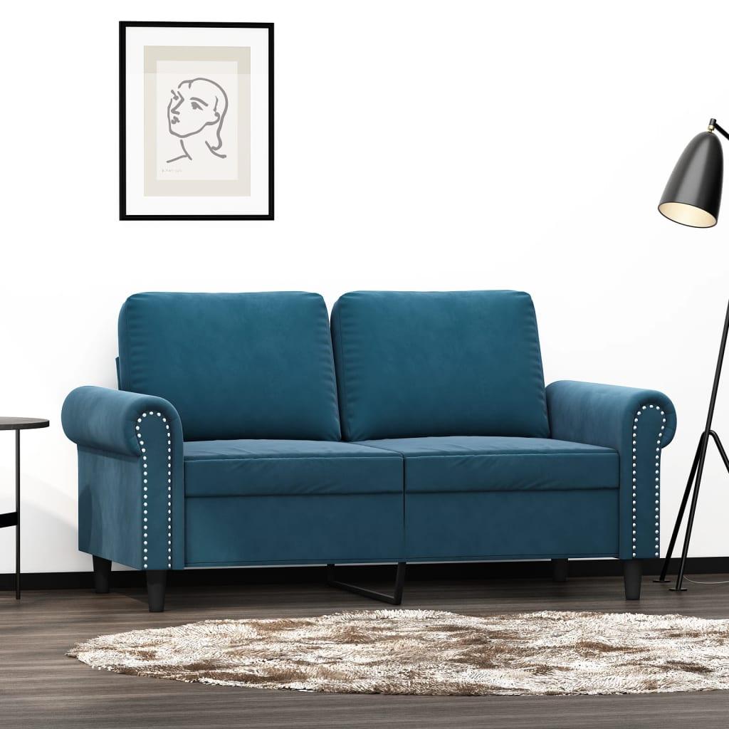 2-personers sofa 120 cm fløjl blå