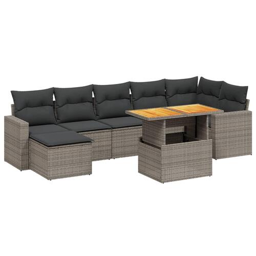 Sofasæt til haven 8 dele med hynder polyrattan grå