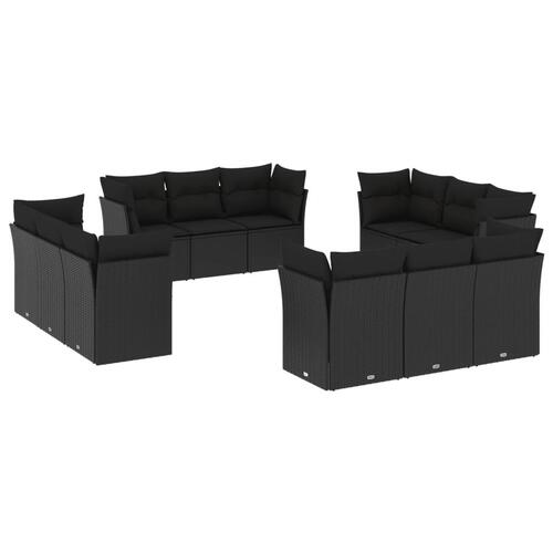 Sofasæt til haven 12 dele med hynder polyrattan sort