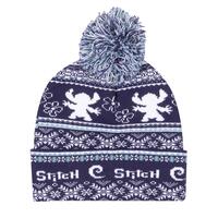 Hat Stitch Fair Isle Pom Beanie Marineblå