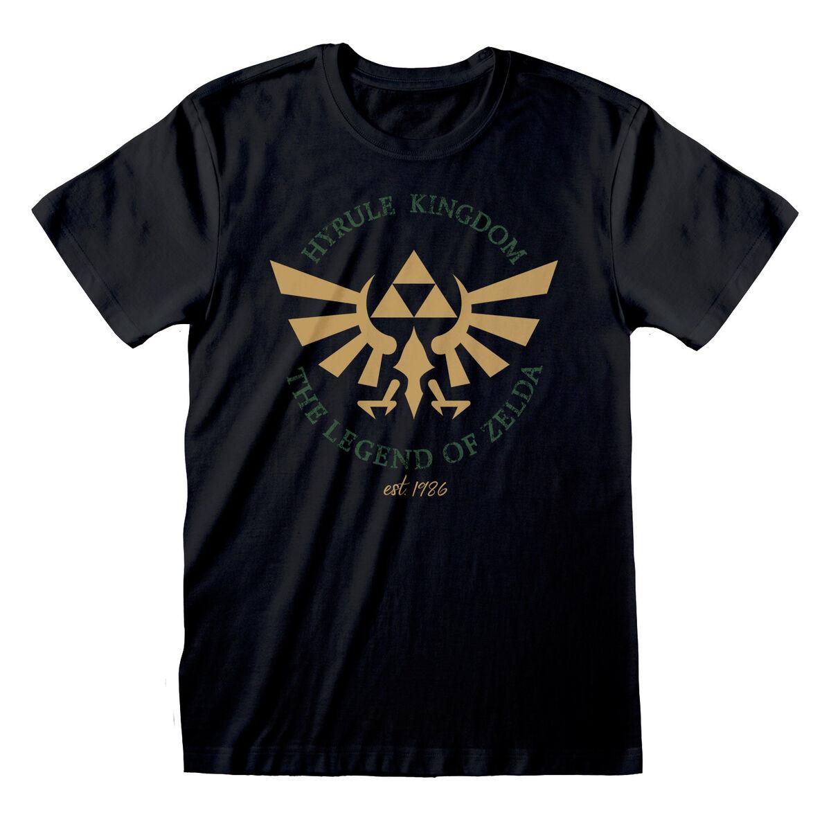 Unisex Kortærmet T-shirt The Legend of Zelda Hyrule Kingdom Crest Sort XL