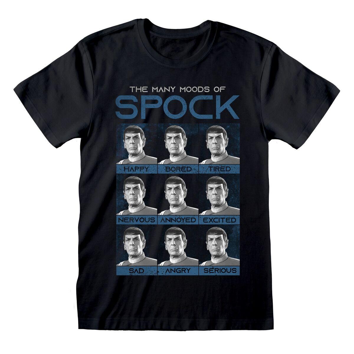 Star Trek unisex T-shirt - Many Moods of Spock, sort (M)