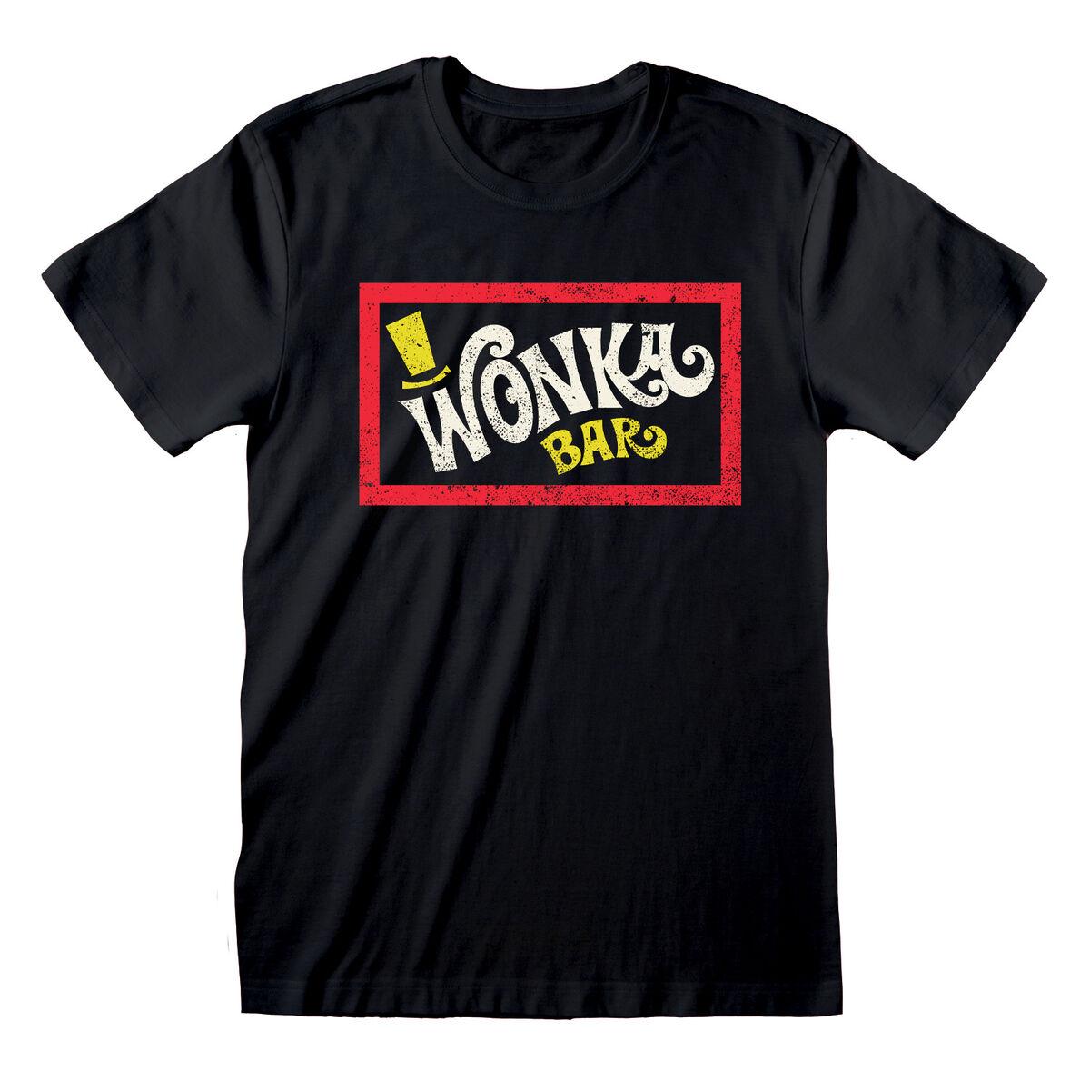 Willy Wonka unisex T-shirt - Wonka Bar, sort (S)