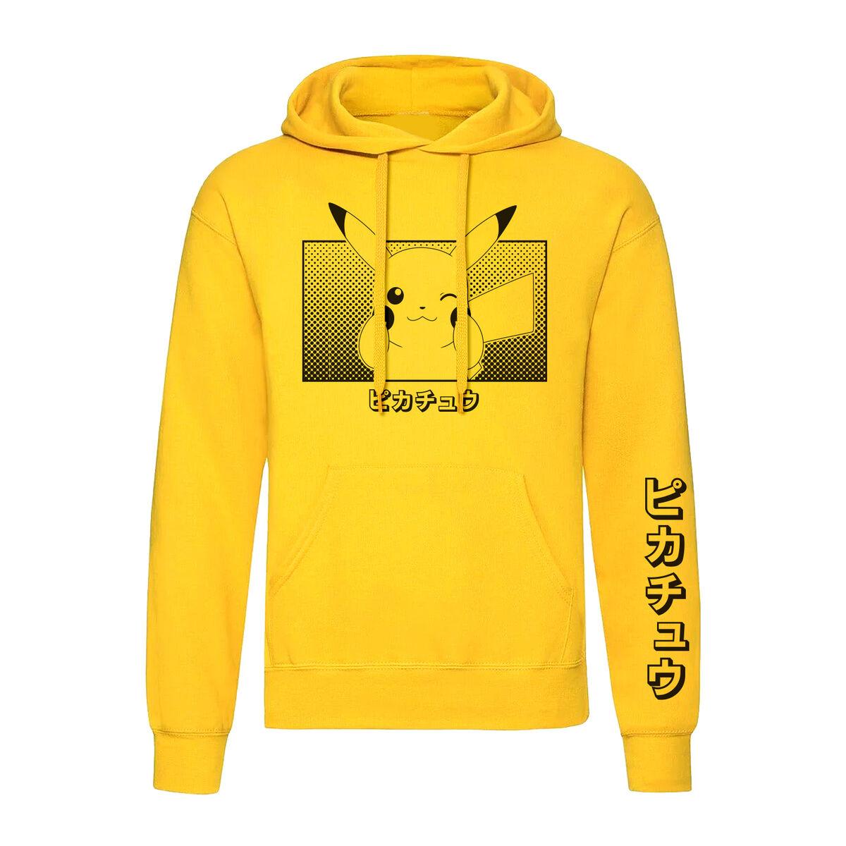 Pokémon unisex hættetrøje - Pikachu Katakana, gul (XL)