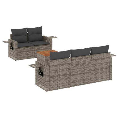 Sofasæt til haven 6 dele med hynder polyrattan grå