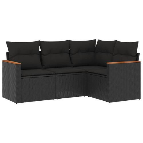 Sofasæt til haven 4 dele med hynder polyrattan sort