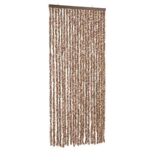 Flueforhæng 90×220 cm i chenille - beige/mørkebrun