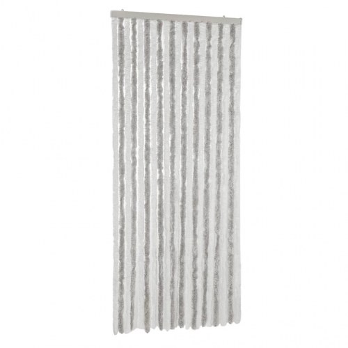 Flueforhæng 90x220 cm chenille lysegrå og hvid