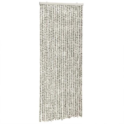 Flueforhæng 90x200 cm chenille lysegrå og mørkegrå