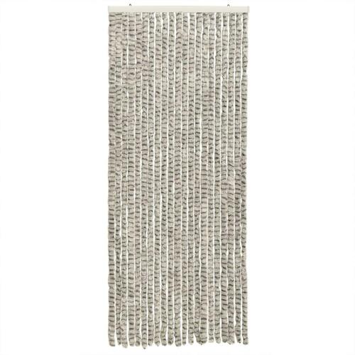 Flueforhæng 90x200 cm chenille lysegrå og mørkegrå