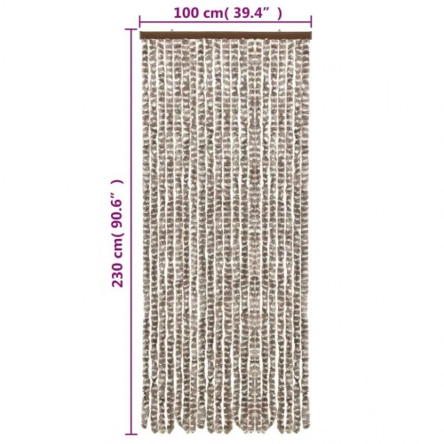 Flueforhæng 100×230 cm i chenille - gråbrun/hvid