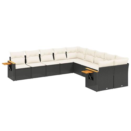 Sofasæt til haven 10 dele med hynder polyrattan sort