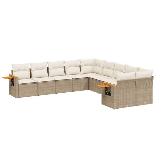 Sofasæt til haven 10 dele med hynder polyrattan beige