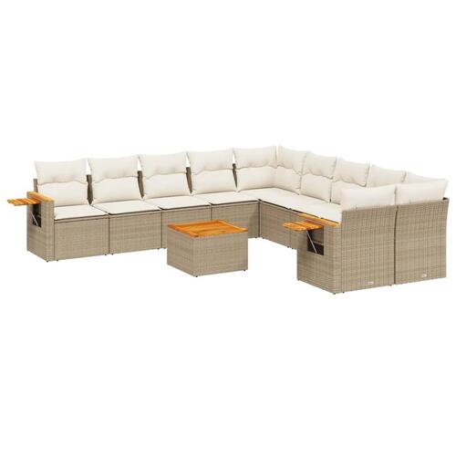 Sofasæt til haven 11 dele med hynder polyrattan beige