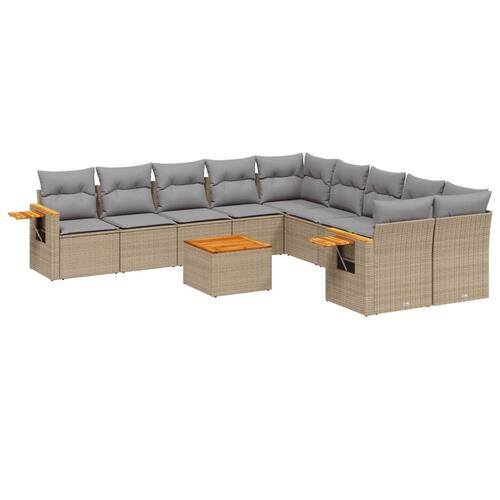 Sofasæt til haven 11 dele med hynder polyrattan beige